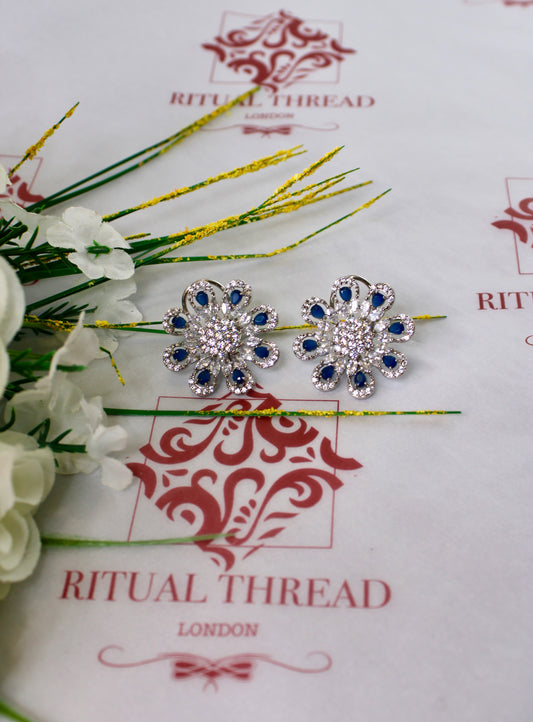 Floral Stud American Diamond Earrings