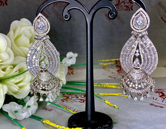 Elegant Silver Diamond Cut Earrings