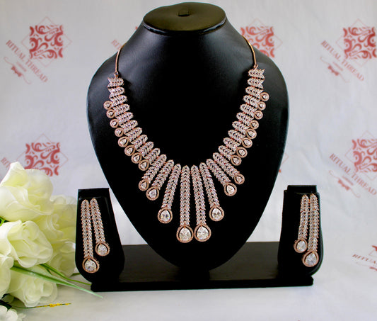 Luxury Crystal American Diamond Necklace Set