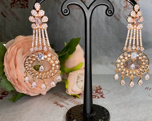 Rose Gold Diamond Cut Hanging Earrings